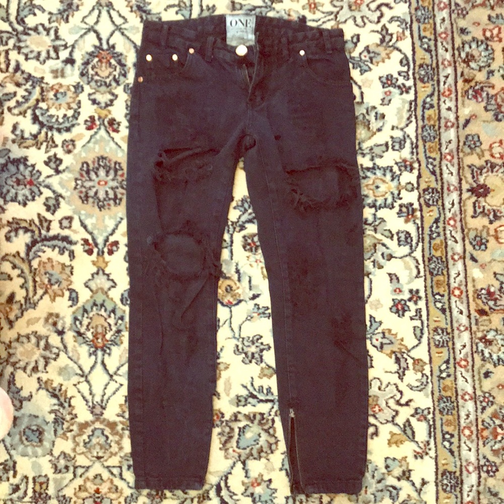 Distressed One Teaspoon black denim jeans